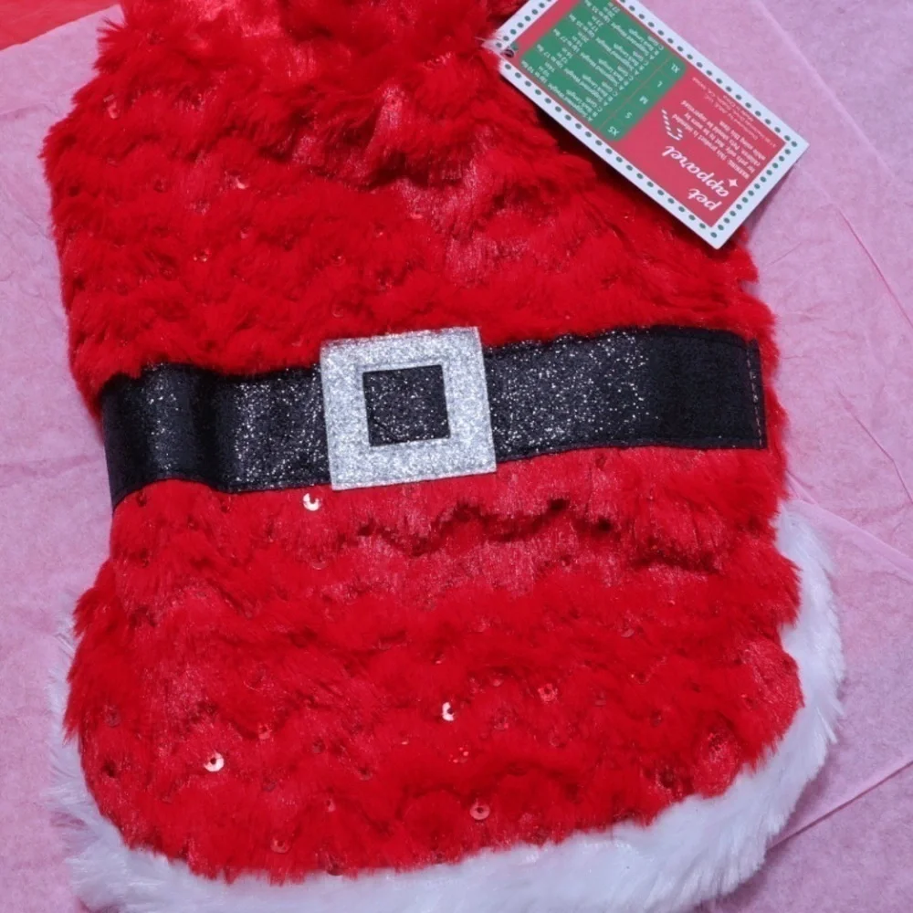 🅽🅴🆆 sparkly Santa Claus costume for teacup toy small dogs, XS